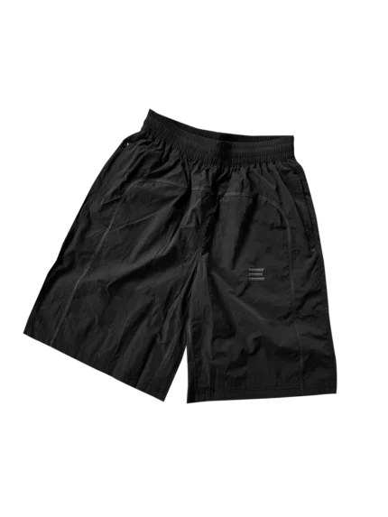 KROEN BLACK NYLON OVERLOCK SHORTS