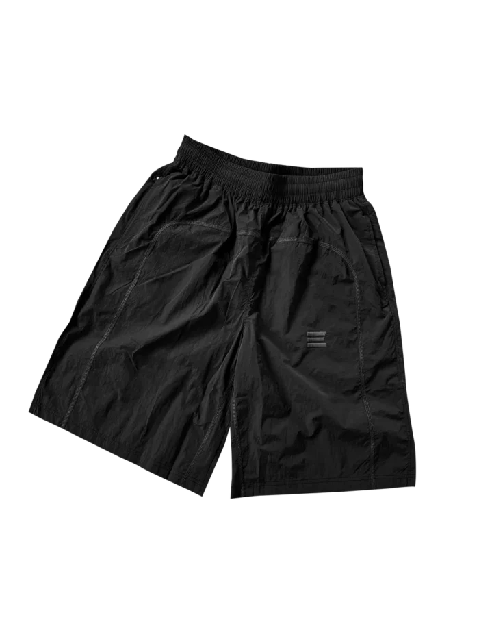 KROEN BLACK NYLON OVERLOCK SHORTS